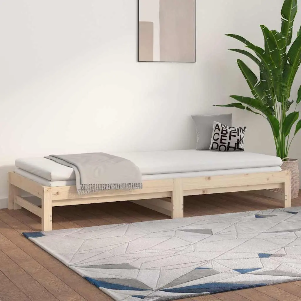 Solid Wood Pine Pull-out Day Bed Frame Slatted Base 90x190cm