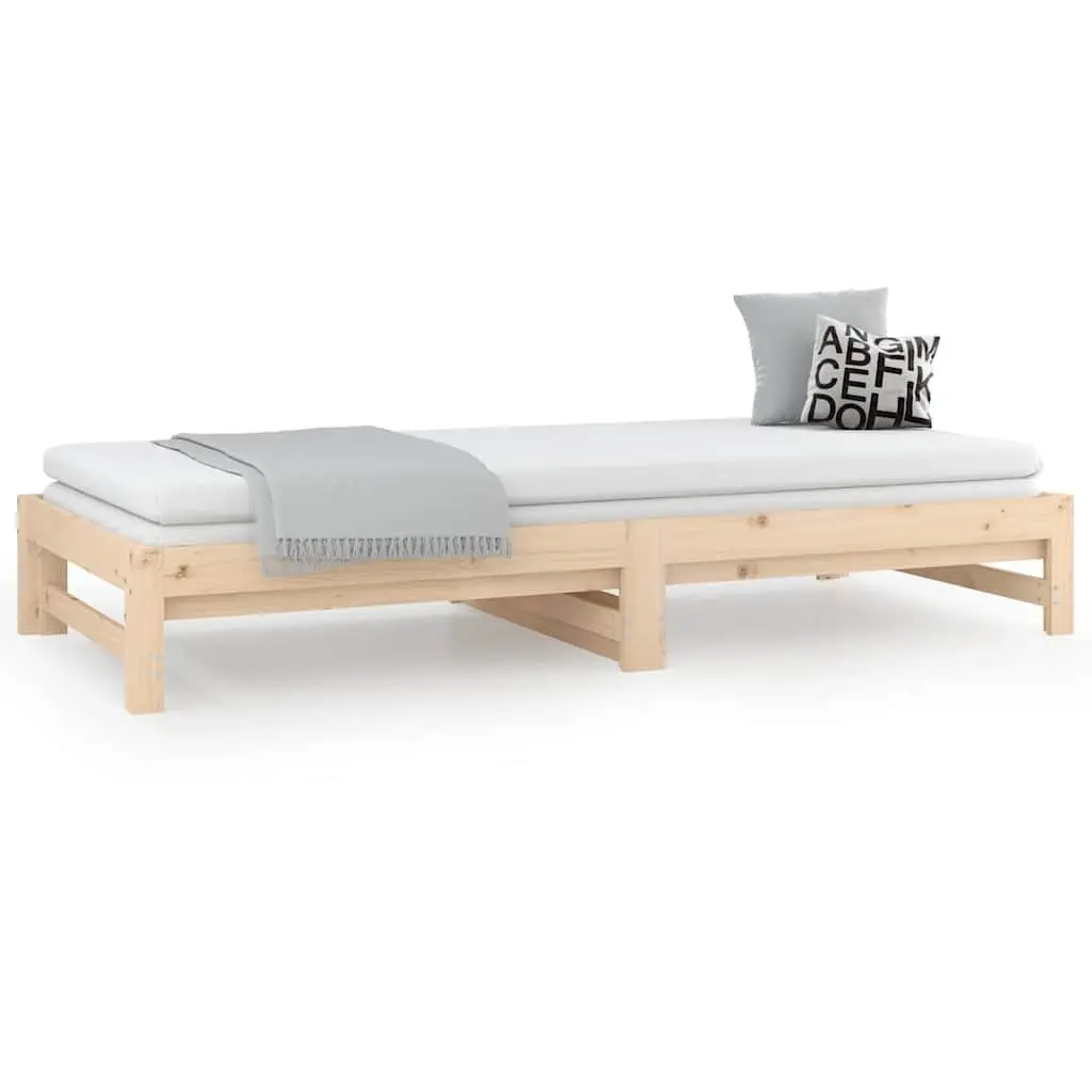 Solid Wood Pine Pull-out Day Bed Frame Slatted Base 90x190cm