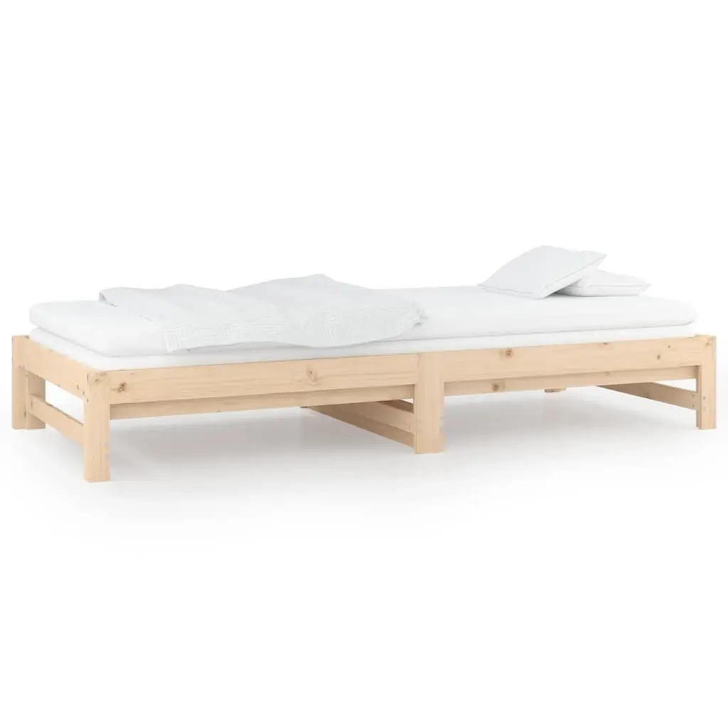 Solid Wood Pine Pull-out Day Bed Frame Slatted Base 90x190cm