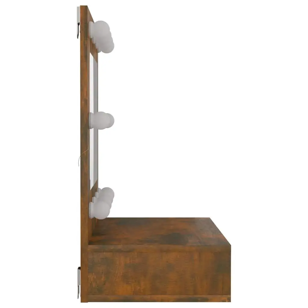 Bathroom Cabinet LED Mirror Unit Brown Engineered Wood 60x31.5x62 cm