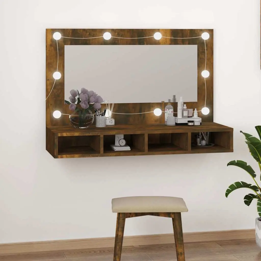 Bathroom Vanity Mirror Cabinet LED Light Adjustable Modes 90x31.5x62cm