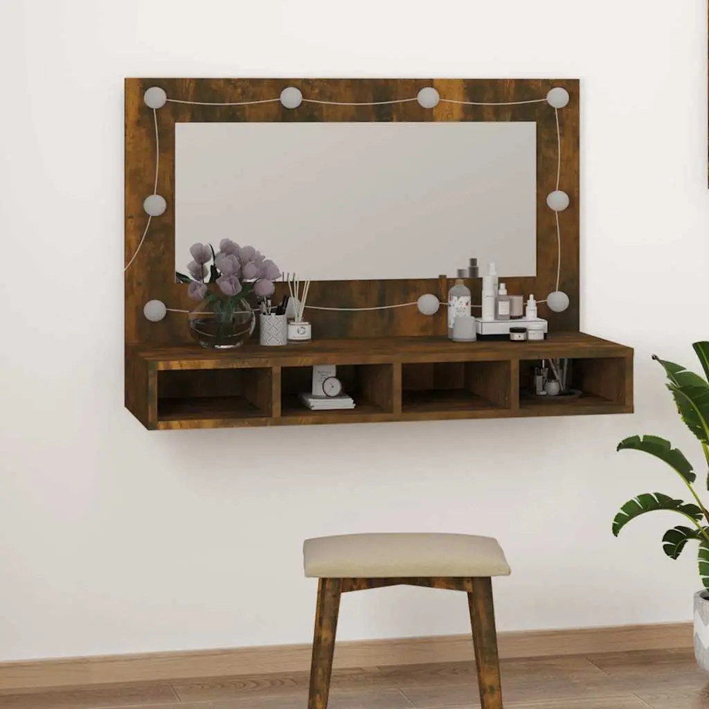 Bathroom Vanity Mirror Cabinet LED Light Adjustable Modes 90x31.5x62cm