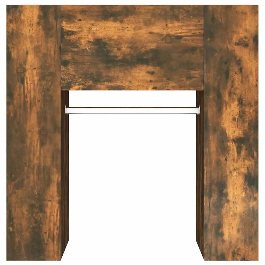 Hallway Cabinet Brown Engineered Wood Space-Saving Storage Unit with Shelves and Clothes Rail