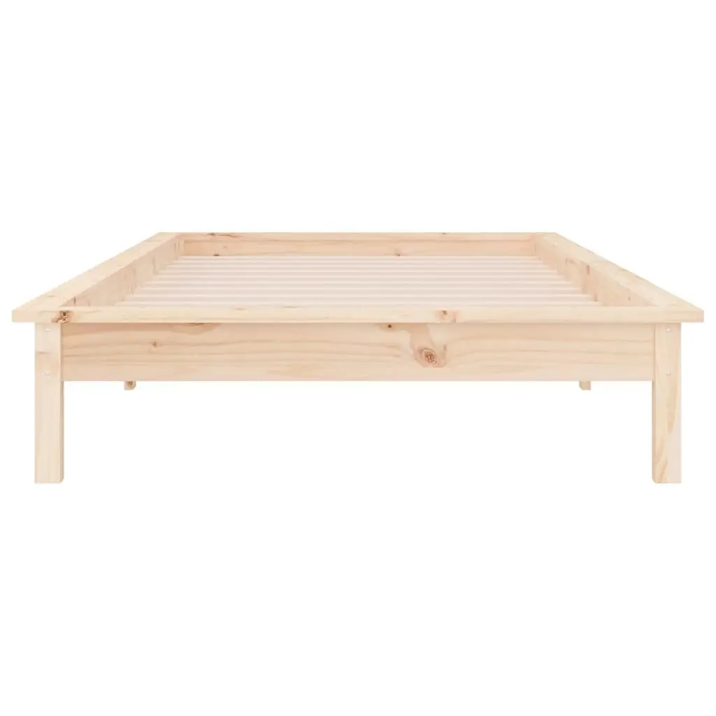 Solid Wood LED Bed Frame Brown 90x190 cm Slatted Base