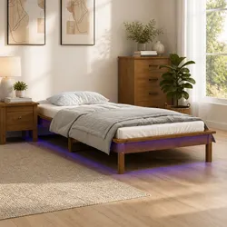 Your Cozy Honey Brown LED Bed Frame, 90x190 cm