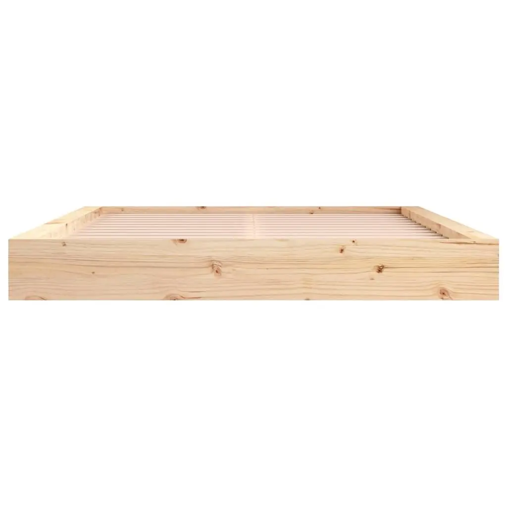 Solid Pine Wood King Bed Frame Brown 183x203cm Slatted Base Sturdy Construction