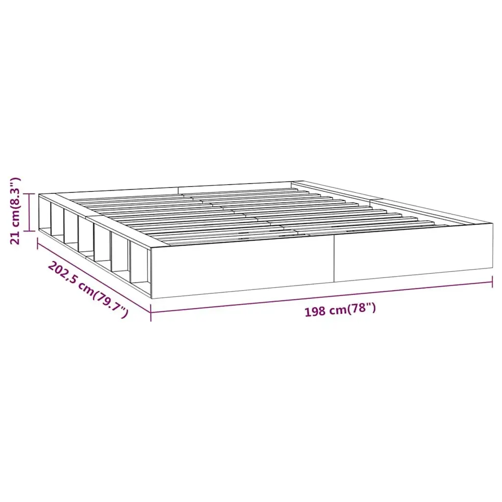 Solid Pine Wood King Bed Frame Brown 183x203cm Slatted Base Sturdy Construction