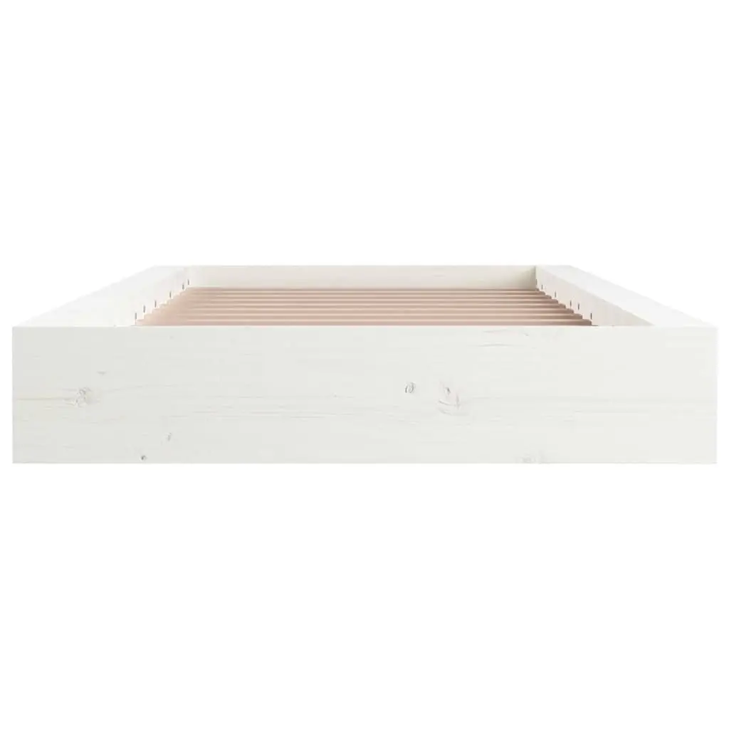 Solid Wood Bed Frame White Slatted Base 135x190 cm Pine