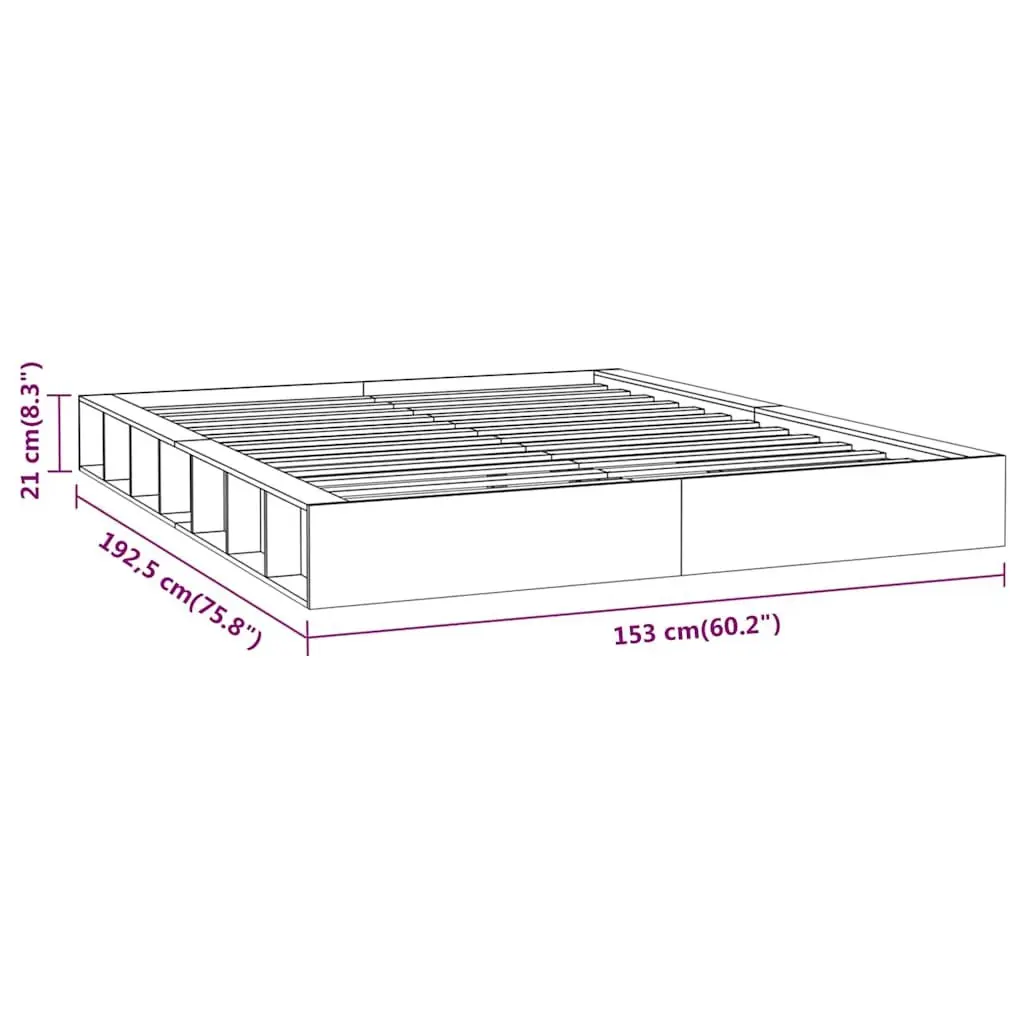 Solid Wood Bed Frame White Slatted Base 135x190 cm Pine