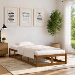Friendly Solid Wood Bed Frame 100x200 cm in Brown