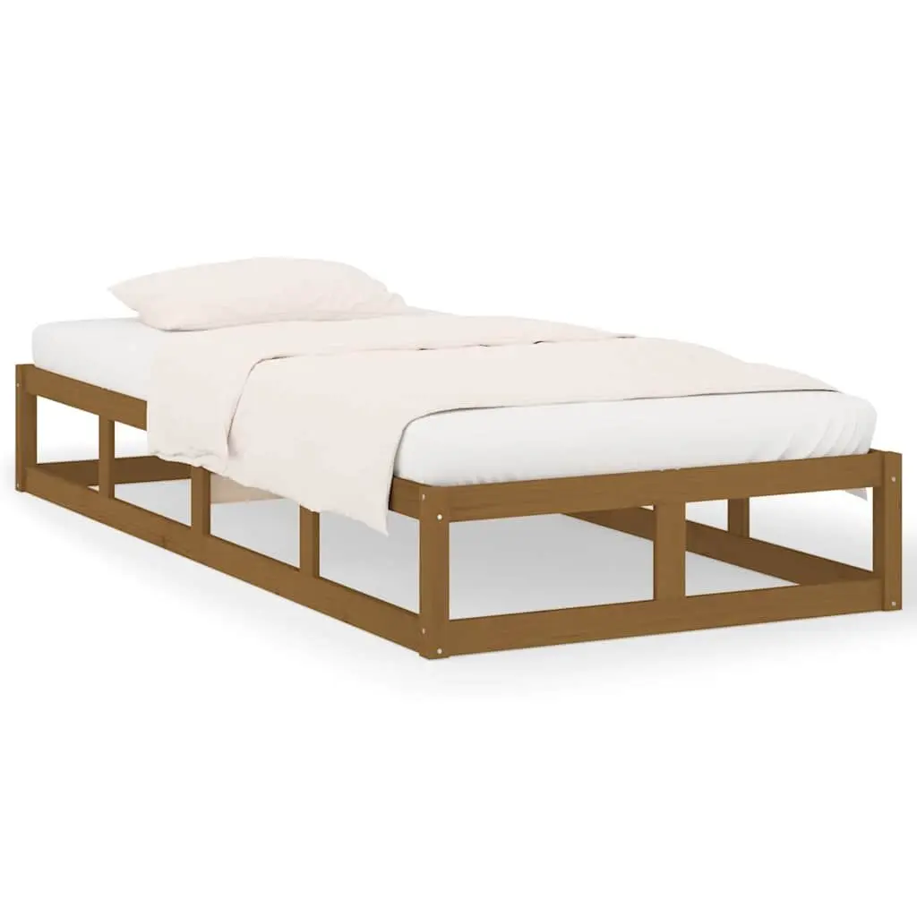 Solid Wood Bed Frame 100x200 cm Brown Single Bedroom Furniture Pine Wooden Slats