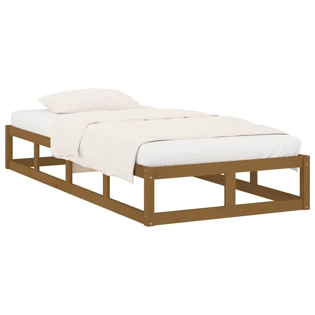 Solid Wood Bed Frame 100x200 cm Brown Single Bedroom Furniture Pine Wooden Slats