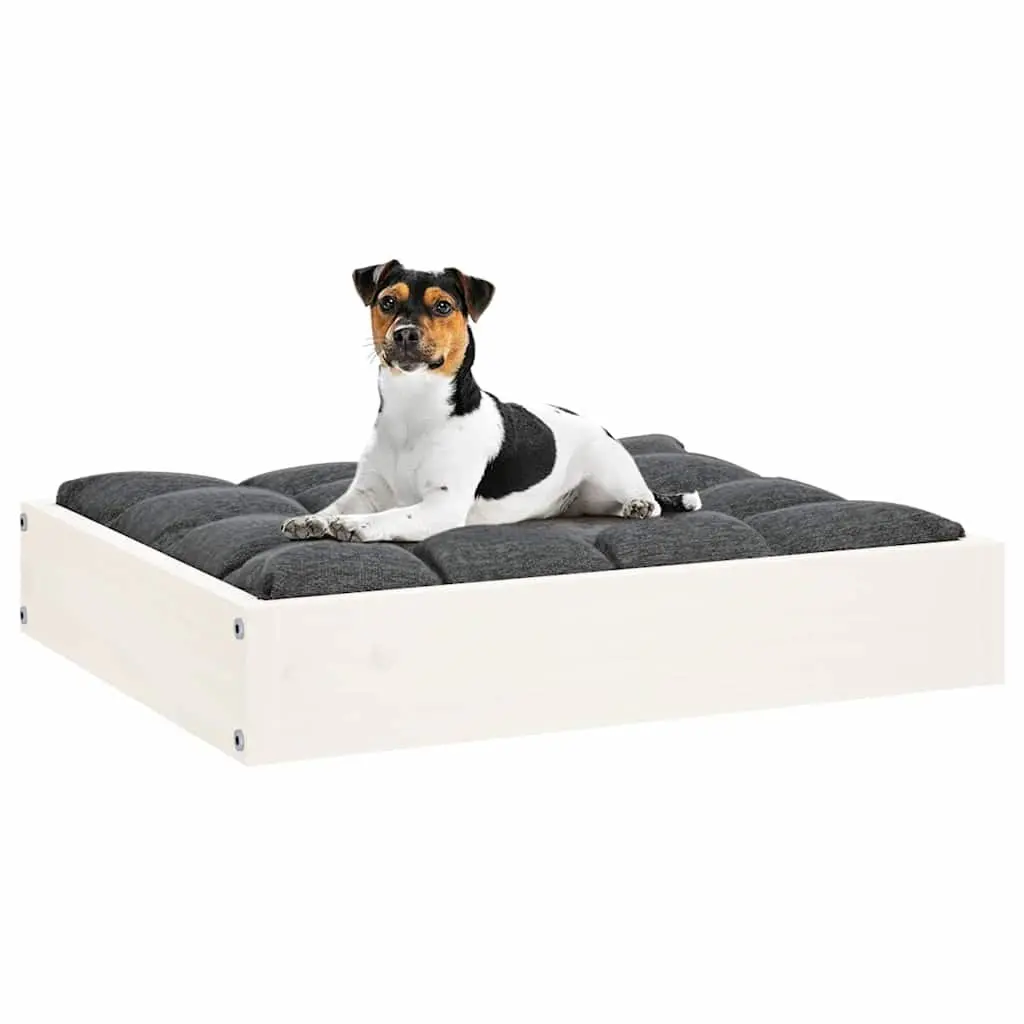 Dog Bed Wooden White 51.5x44x9 cm Rectangular Pet Sofa Frame Cozy Sleeping