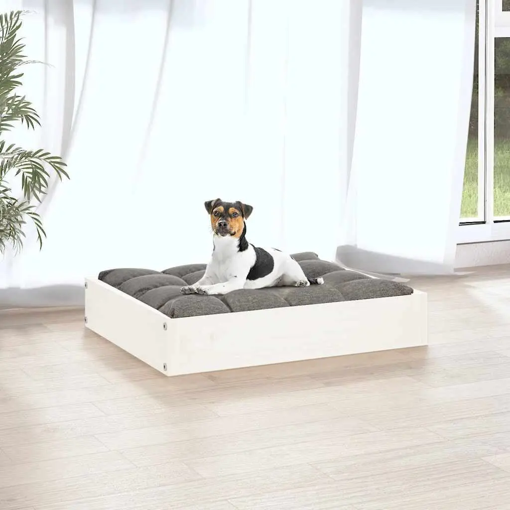 Dog Bed Wooden White 51.5x44x9 cm Rectangular Pet Sofa Frame Cozy Sleeping
