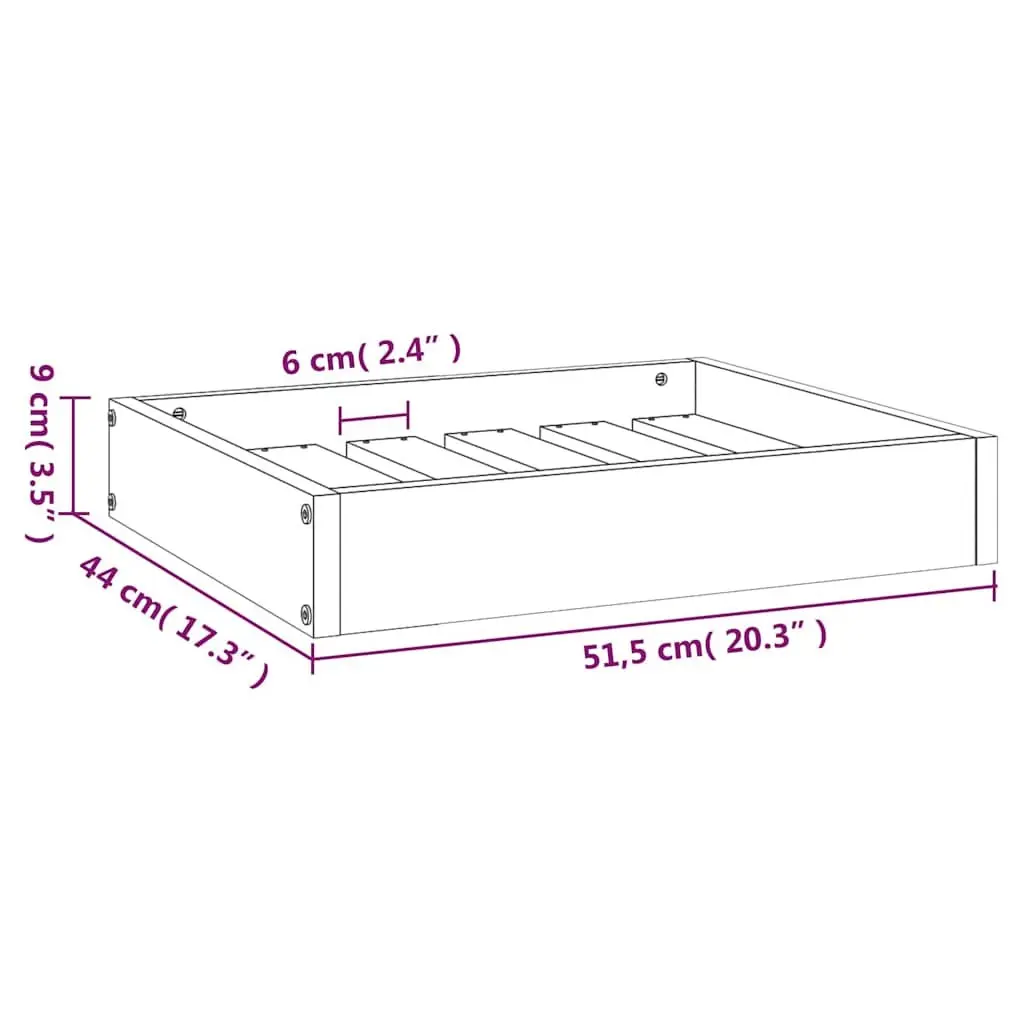 Dog Bed Wooden White 51.5x44x9 cm Rectangular Pet Sofa Frame Cozy Sleeping