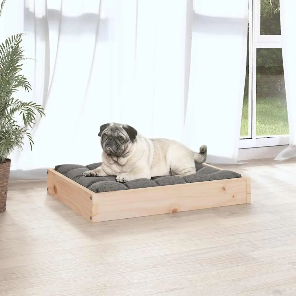 Dog Bed Solid Wood Pine Rectangular 61.5x49x9 cm Pet Sleeping Furniture