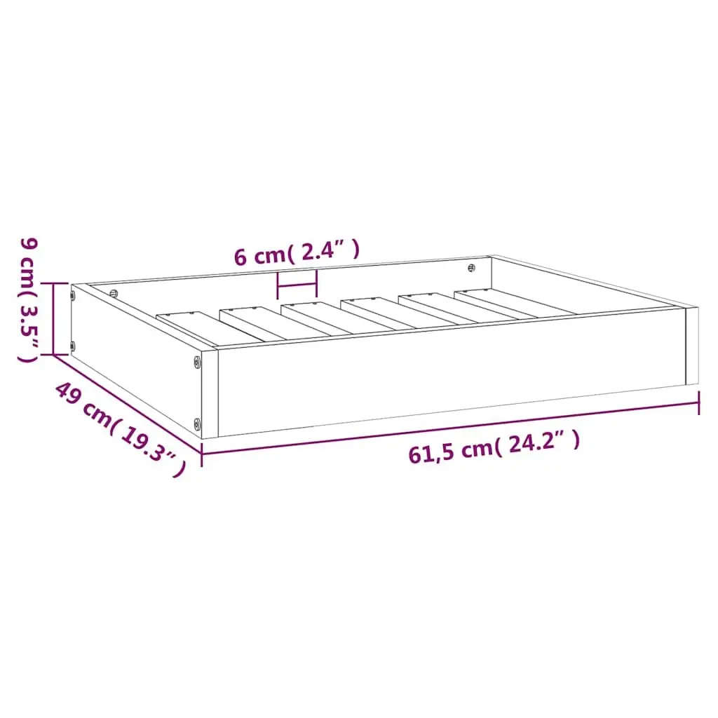 Dog Bed Solid Wood Pine Rectangular 61.5x49x9 cm Pet Sleeping Furniture