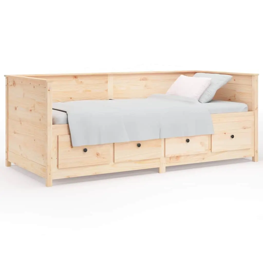 Day Bed Solid Pine Wood Frame with Storage Drawers 80x200 cm Brown