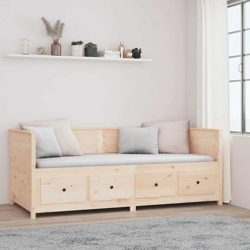 Day Bed Solid Pine Wood Frame with Storage Drawers 80x200 cm Brown