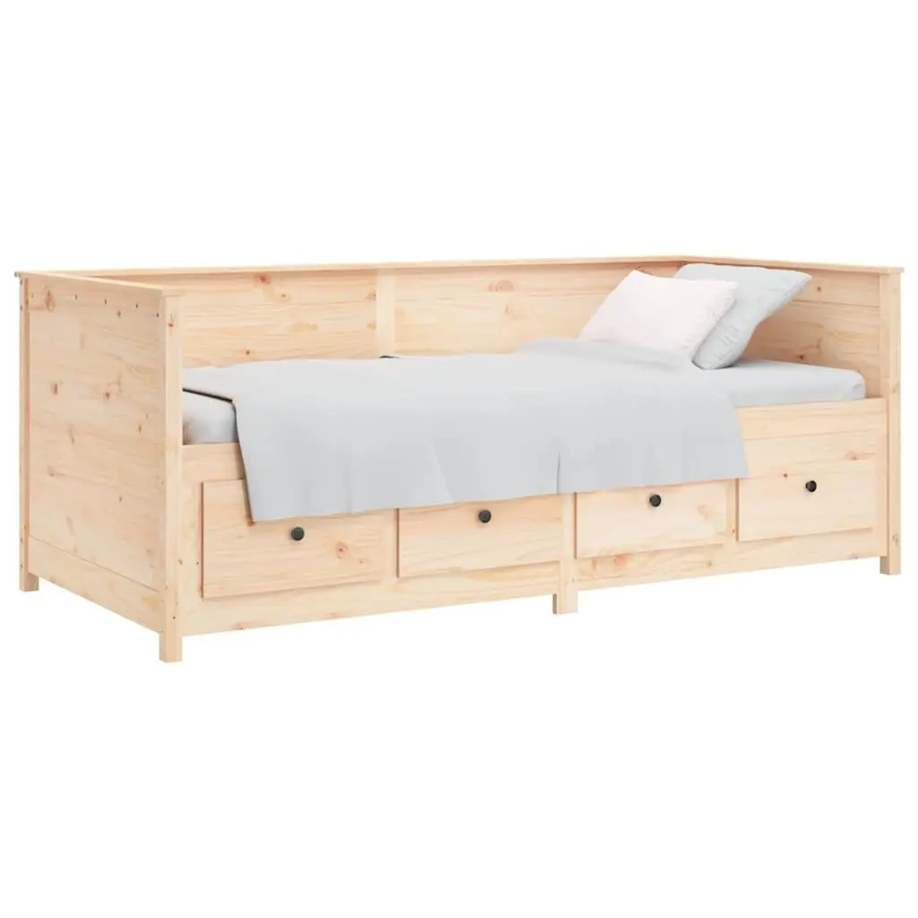 Day Bed Solid Pine Wood Frame with Storage Drawers 80x200 cm Brown