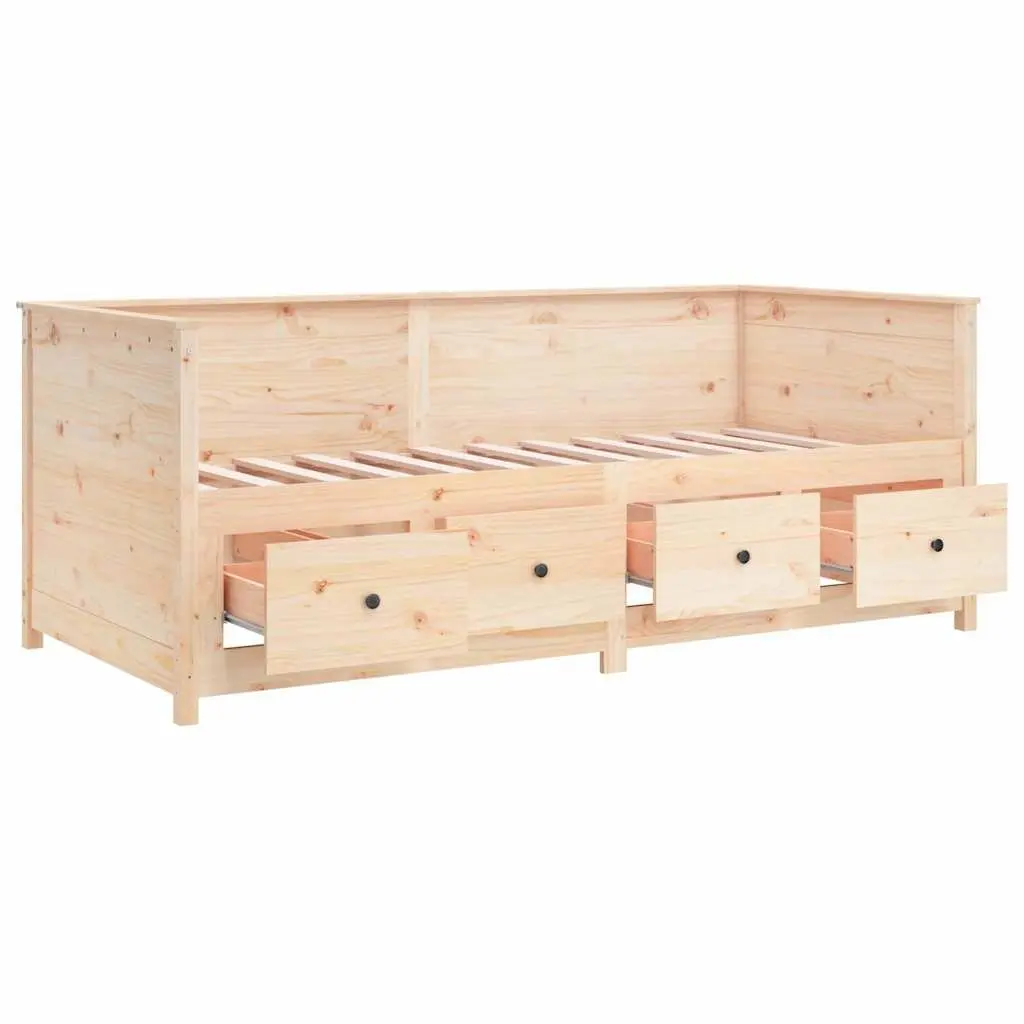 Day Bed Solid Pine Wood Frame with Storage Drawers 80x200 cm Brown