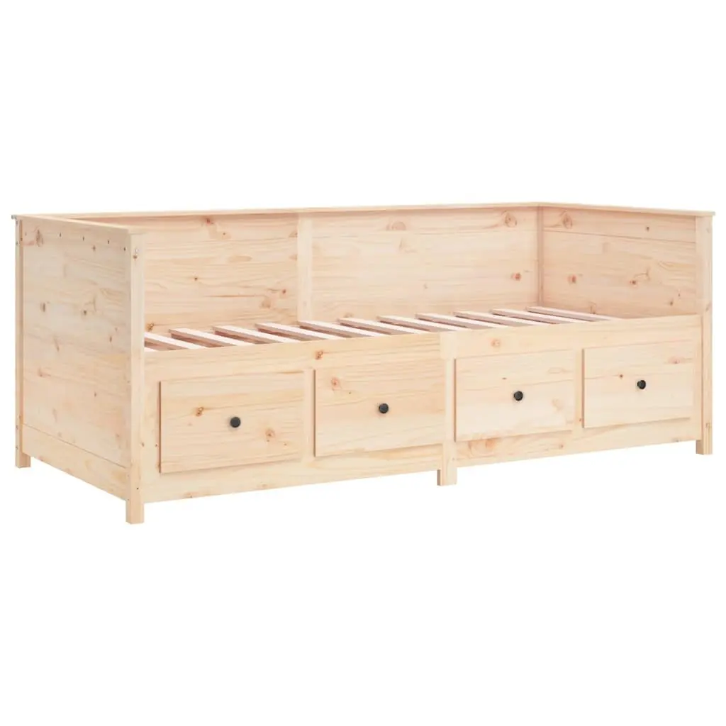 Day Bed Solid Pine Wood Frame with Storage Drawers 80x200 cm Brown