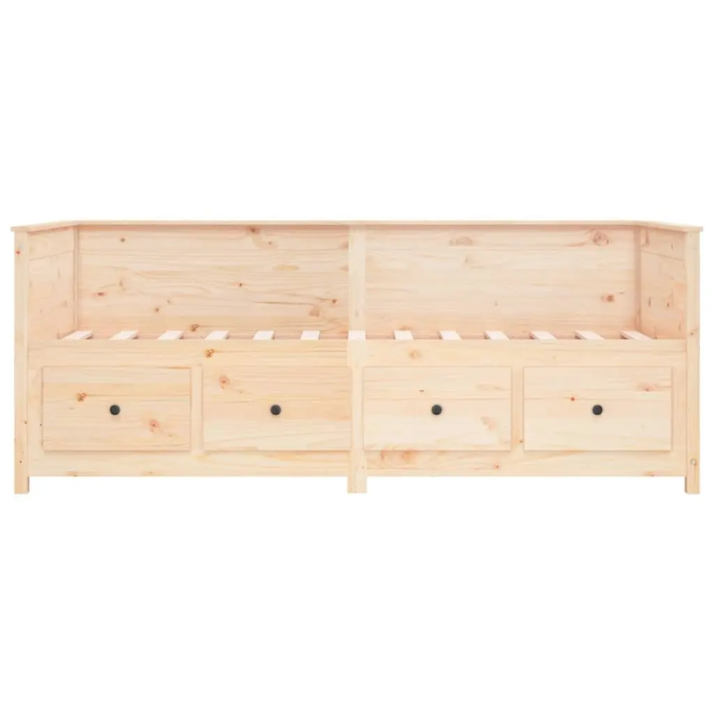 Day Bed Solid Pine Wood Frame with Storage Drawers 80x200 cm Brown