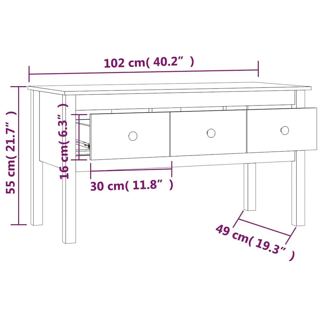 Solid Pine Coffee Table with Drawers