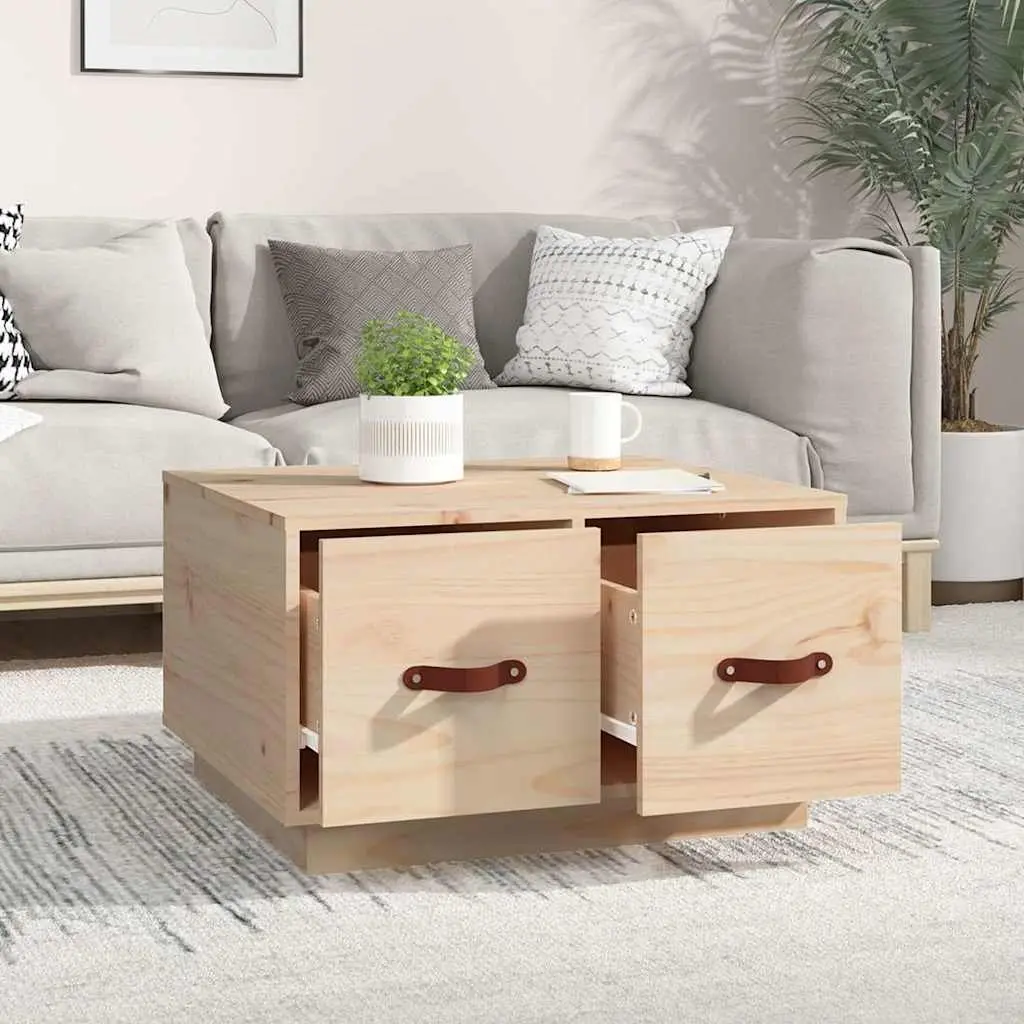 Coffee Table Solid Pine Wood 60x53x35 cm Brown with 2 Drawers
