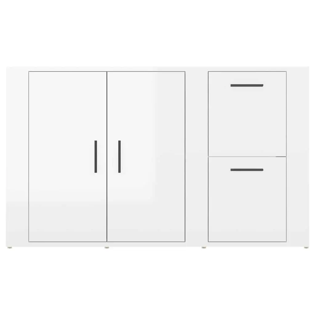 Sideboard High Gloss White Engineered Wood Storage Cabinet 100 x 33 x 59.5 cm