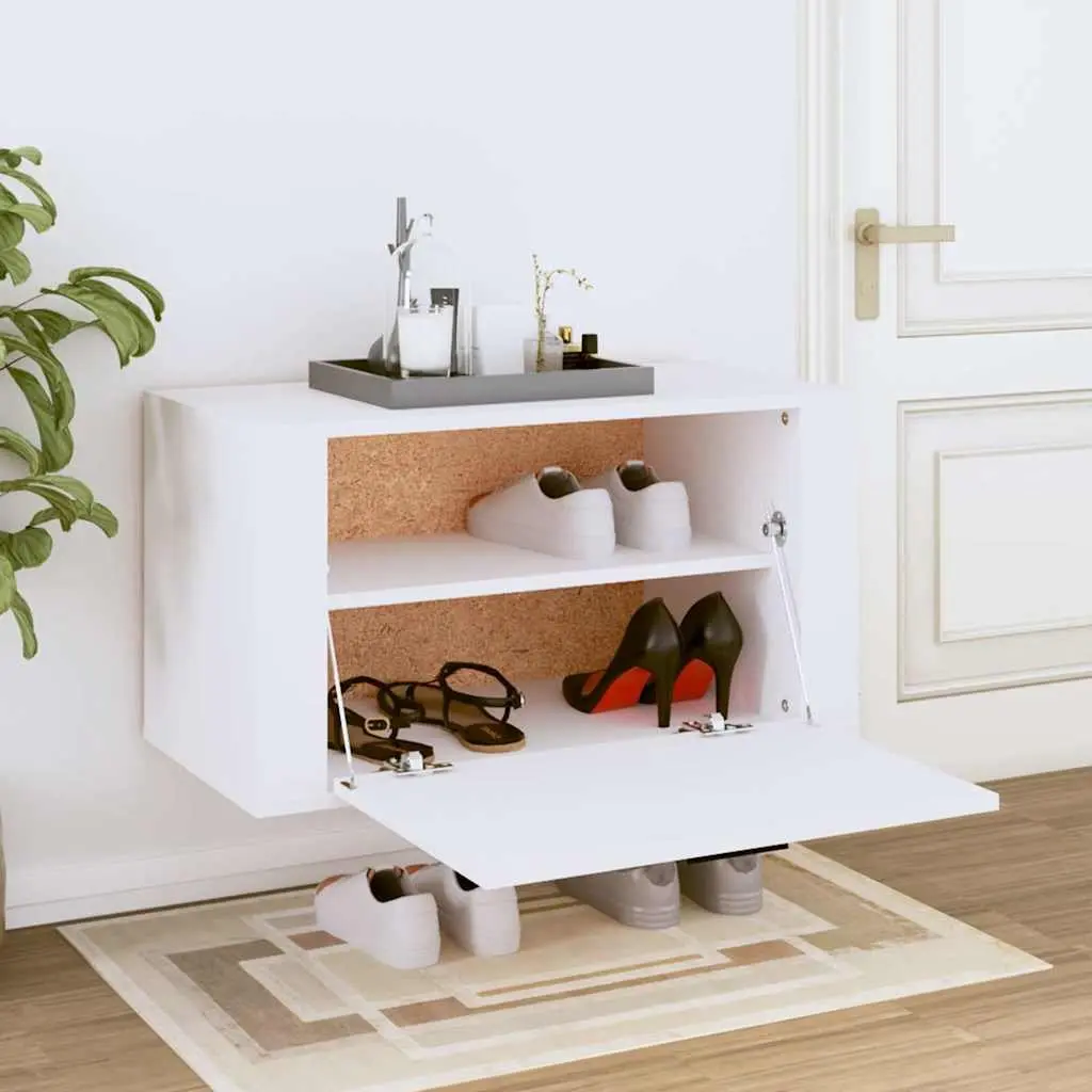 Wall-mounted Shoe Cabinet White Engineered Wood 70x35x38 cm