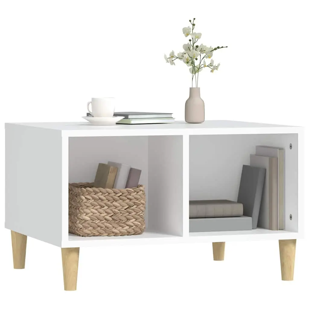 Coffee Table White 60x50x36.5 cm with 4 Open Storage Compartments Accent Side