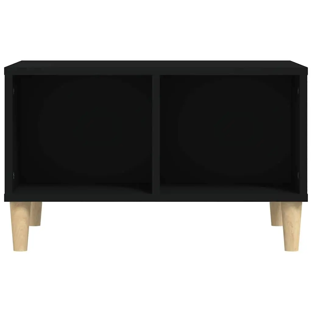 Coffee Table Black Scandinavian Style Storage Open Compartments Engineered Wood