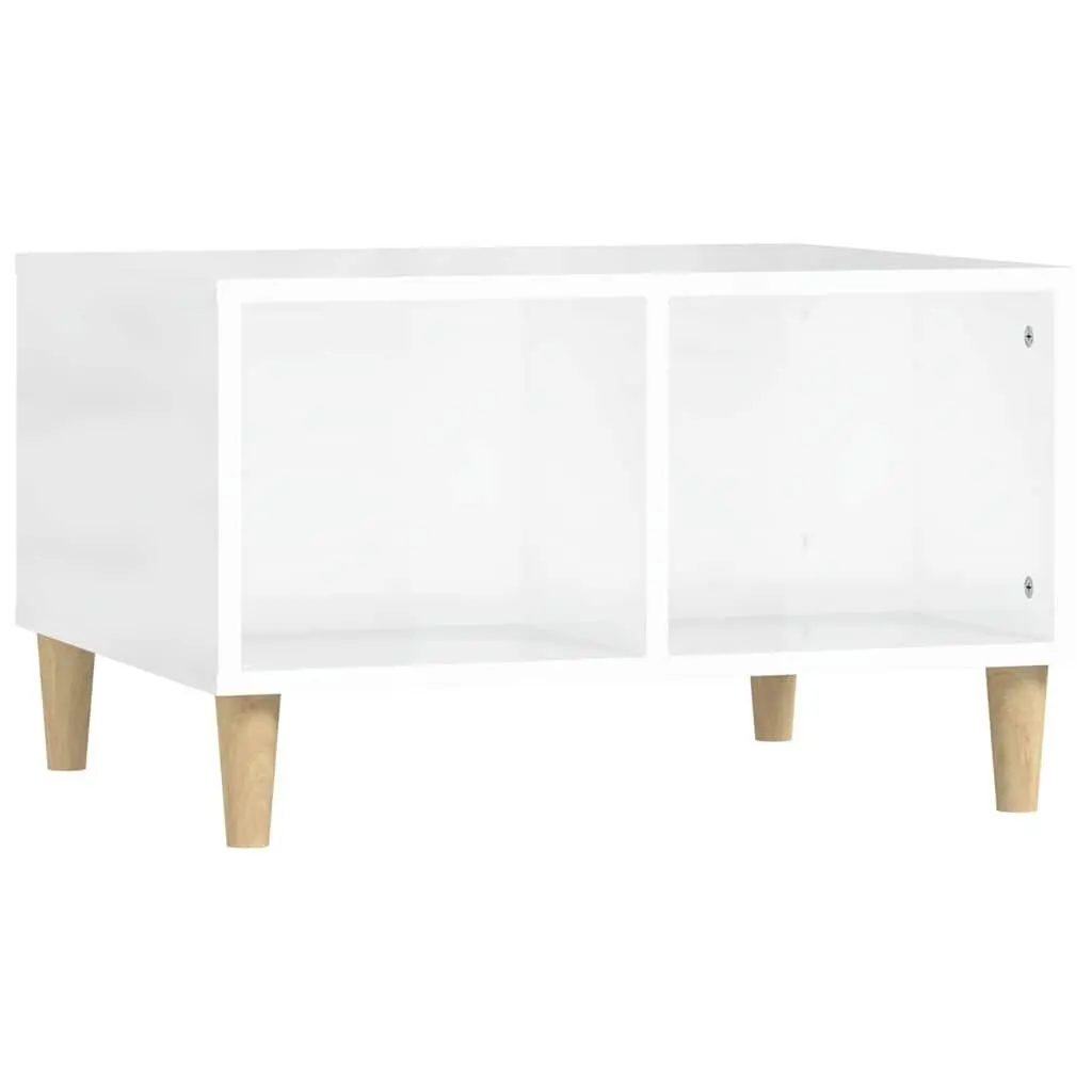 Coffee Table White High Gloss 60x50x36.5 cm Open Storage Compartments