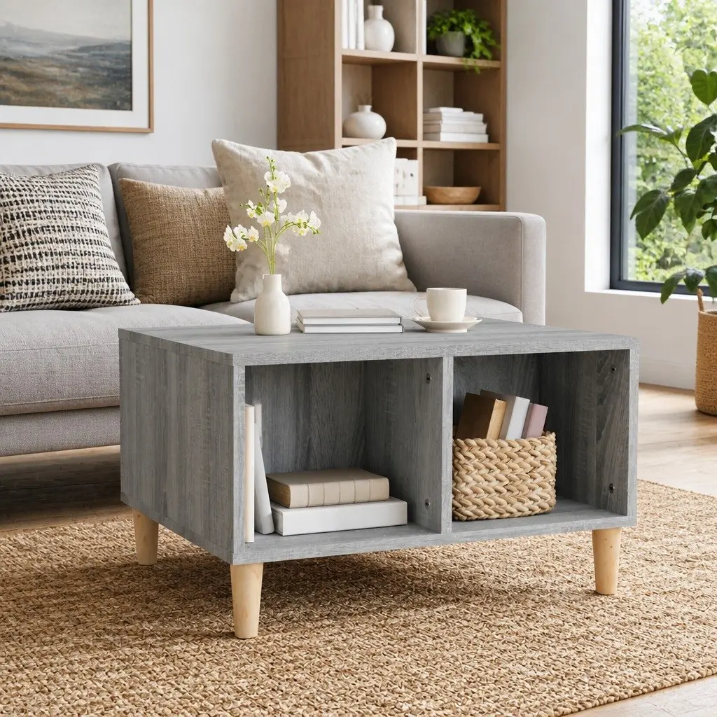 Coffee Table Grey with Storage Compartments 60 x 50 x 36.5 cm