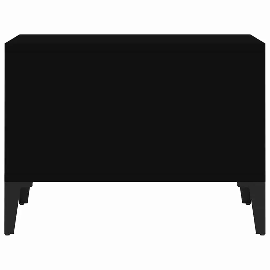 Coffee Table Black 60x50x36.5 cm with Open Storage Compartments Industrial