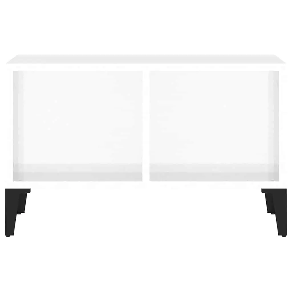 Coffee Table High Gloss White 60x50x36.5 cm Open Storage Compartments Side Table