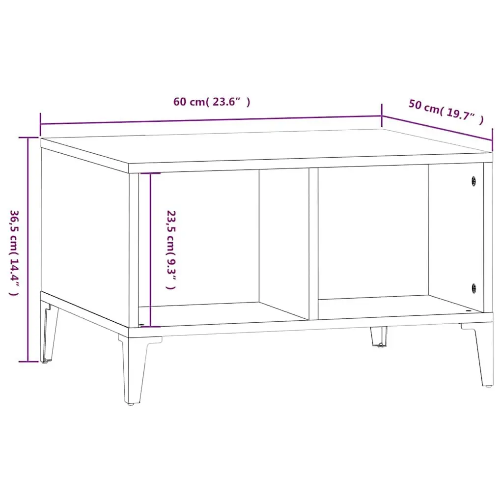 Coffee Table High Gloss White 60x50x36.5 cm Open Storage Compartments Side Table