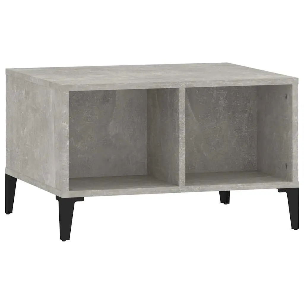 Coffee Table Grey Industrial Style Open Storage Compartments Metal Feet Home