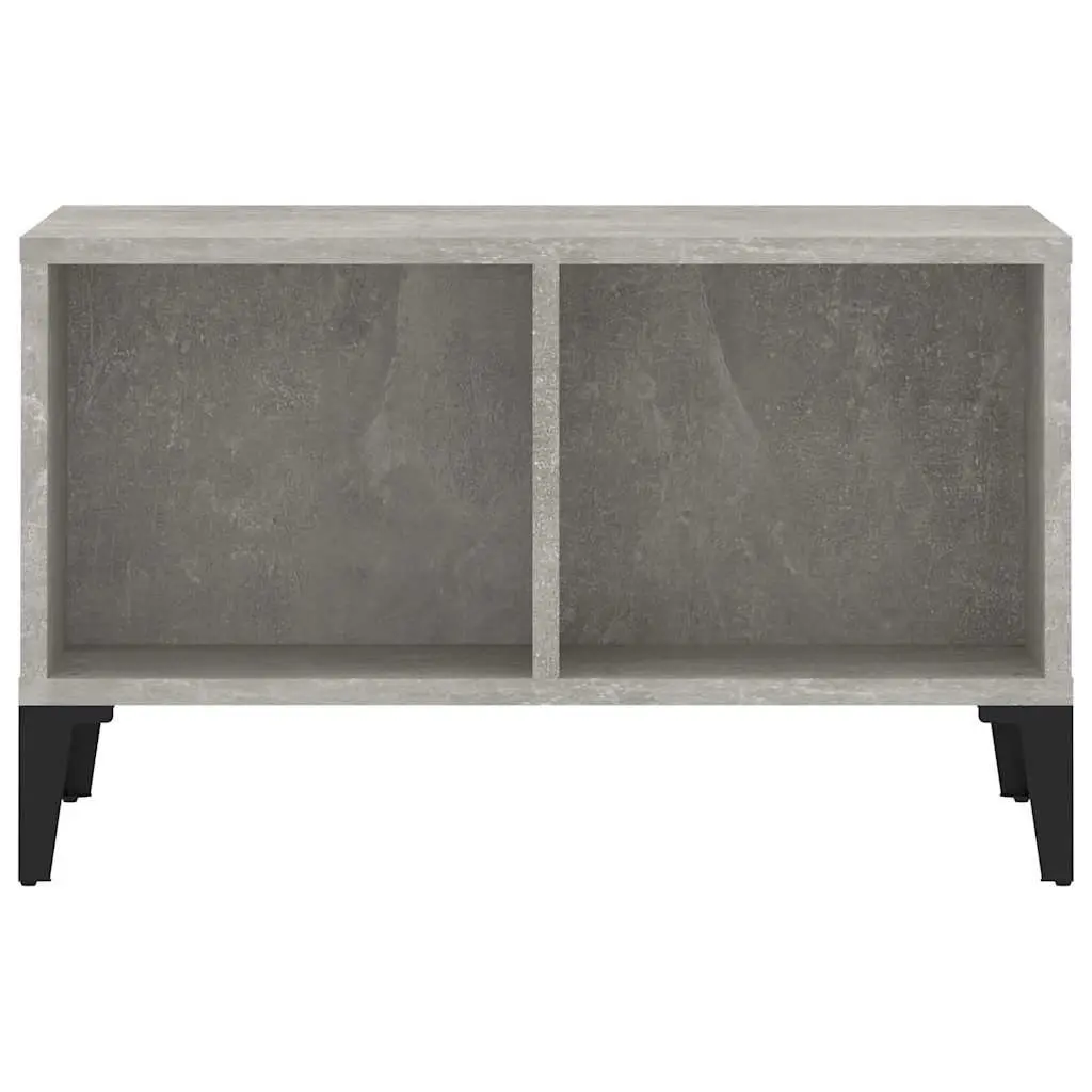 Coffee Table Grey Industrial Style Open Storage Compartments Metal Feet Home
