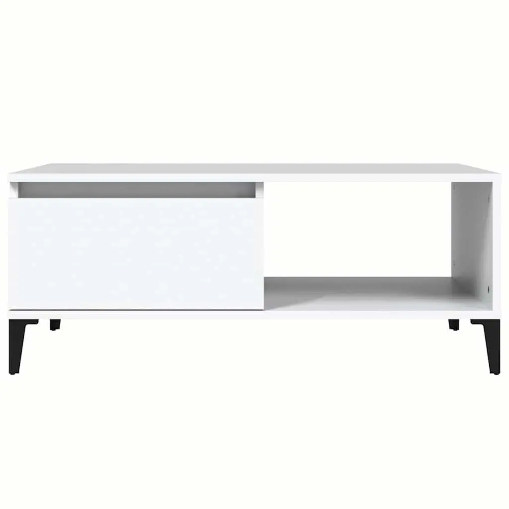 Coffee Table White Storage Drawer Open Compartment 90L x 50W x 36.5H cm