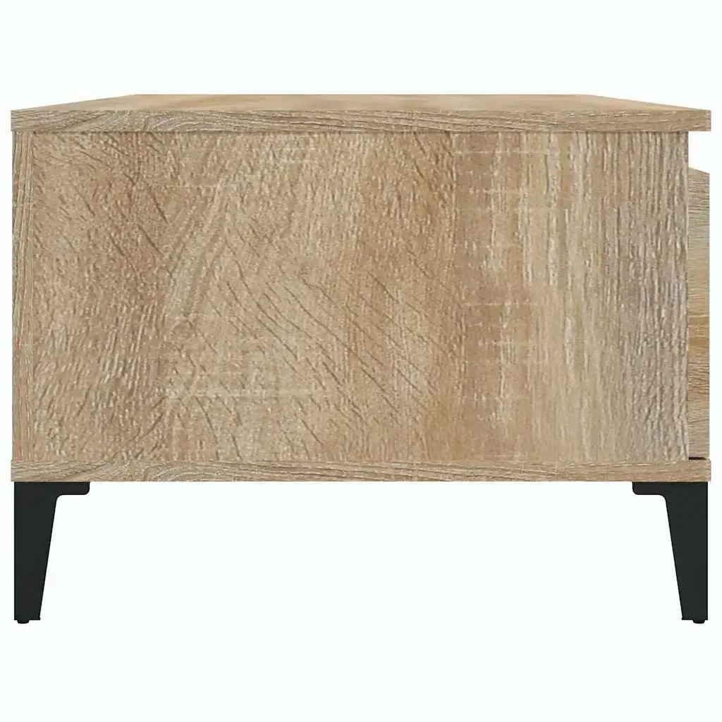 Brown Engineered Wood Coffee Table with Open Compartment and Storage Drawer 90x50x36.5cm