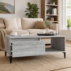 Coffee Table Grey Sonoma Storage Drawer Open Compartment Side Table Furniture