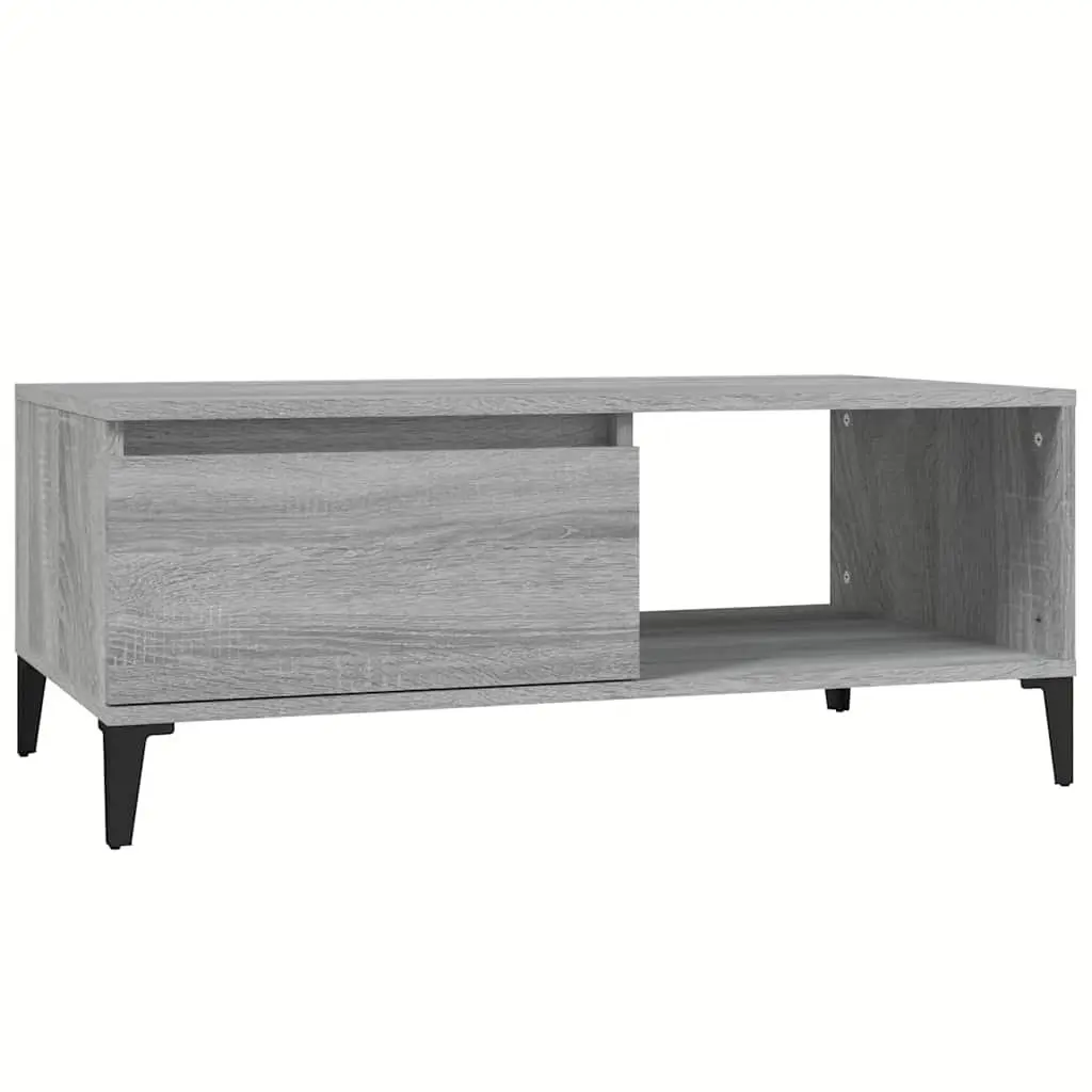 Coffee Table Grey Sonoma Storage Drawer Open Compartment 90 x 50 x 36.5 cm