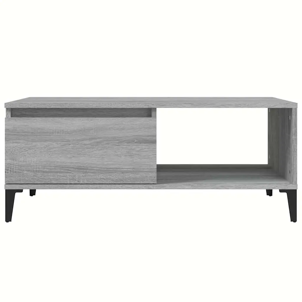 Coffee Table Grey Sonoma Storage Drawer Open Compartment 90 x 50 x 36.5 cm