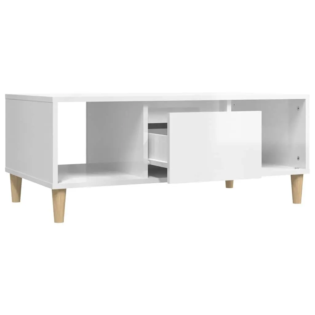 White Coffee Table with Drawer and Storage Space