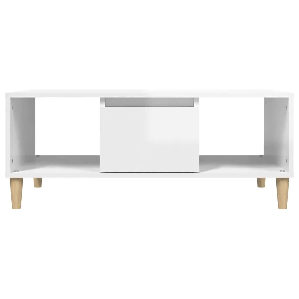 White Coffee Table with Drawer and Storage Space
