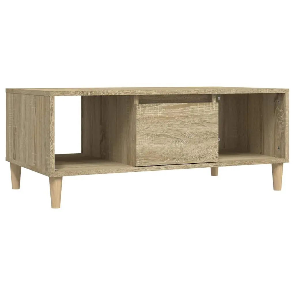 Coffee Table Brown Sonoma Oak 90x50x36.5 cm Open Compartments Drawer Storage