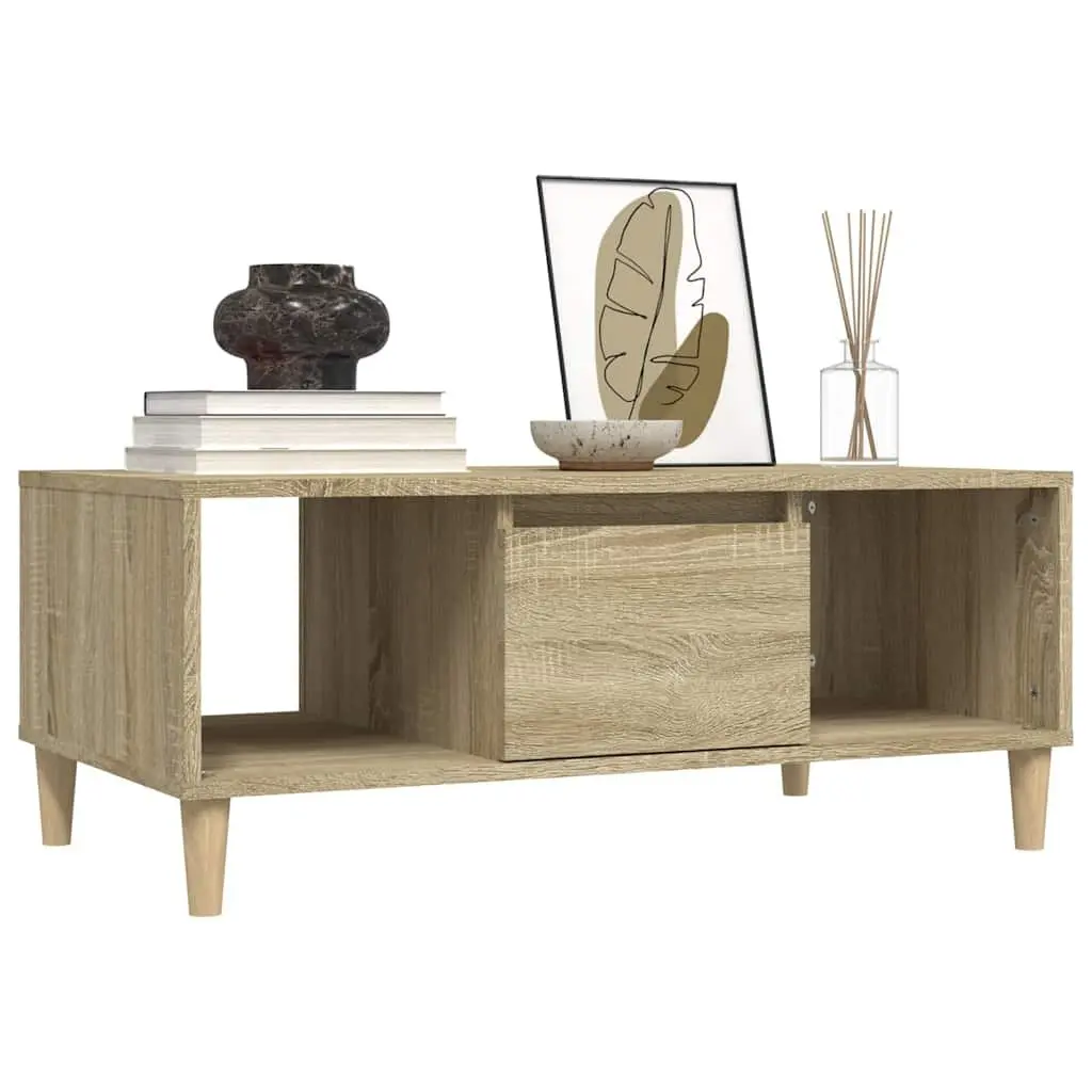 Coffee Table Brown Sonoma Oak 90x50x36.5 cm Open Compartments Drawer Storage