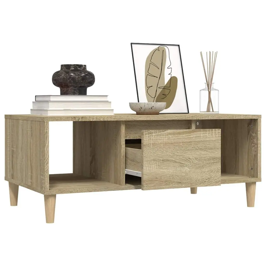 Coffee Table Brown Sonoma Oak 90x50x36.5 cm Open Compartments Drawer Storage